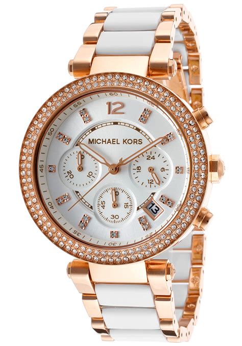 michael kors parker glitz watch two tone|Michael Kors chronograph case.